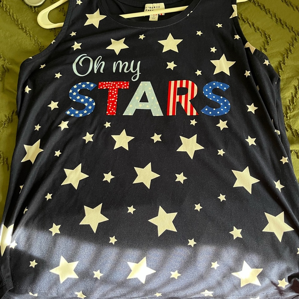 Liberty Black Tank Top with Colorful Stars